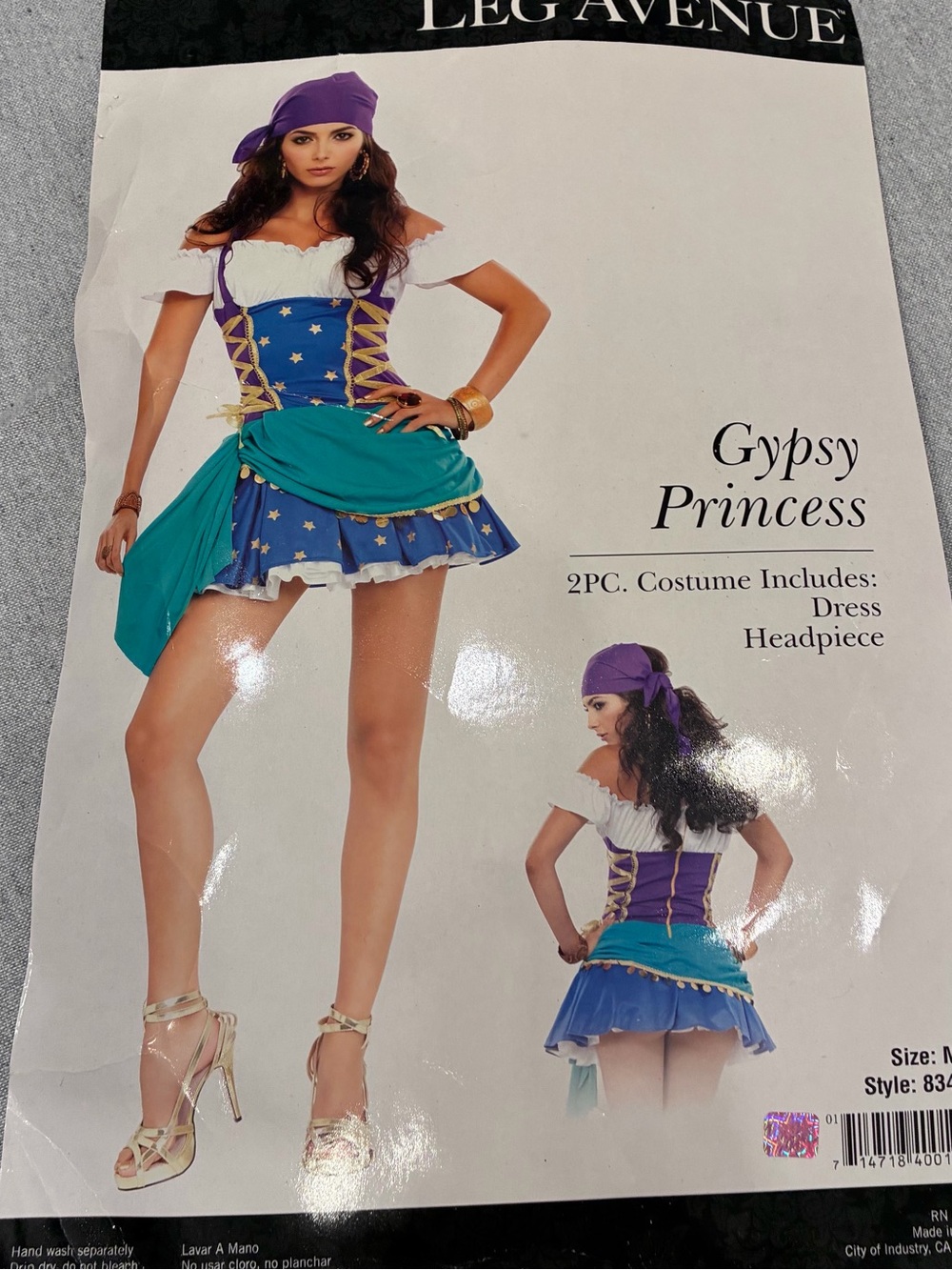 Leg Avenue woman Gypsy Princess Costume in Purple, Teal & White